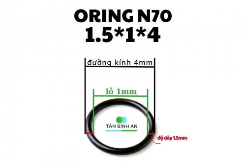 Oring NBR 70 độ dày 1.5mm, lỗ trong 1mm 