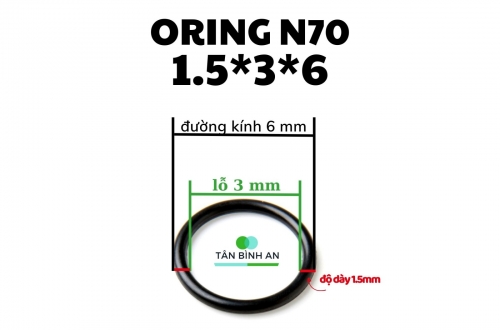 Oring NBR 70 độ dày 1.5mm, lỗ trong 3mm