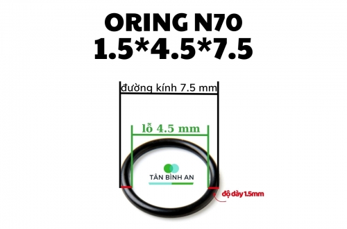 Oring NBR 70 độ dày 1.5mm, lỗ trong 4.5mm