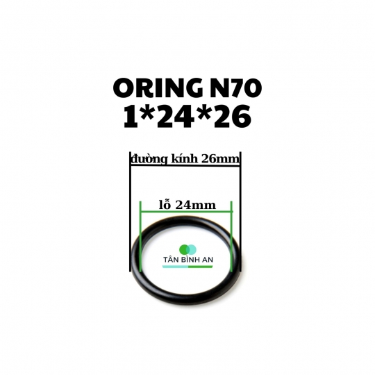 Oring NBR 70 độ dày 1mm, lỗ trong 24mm 