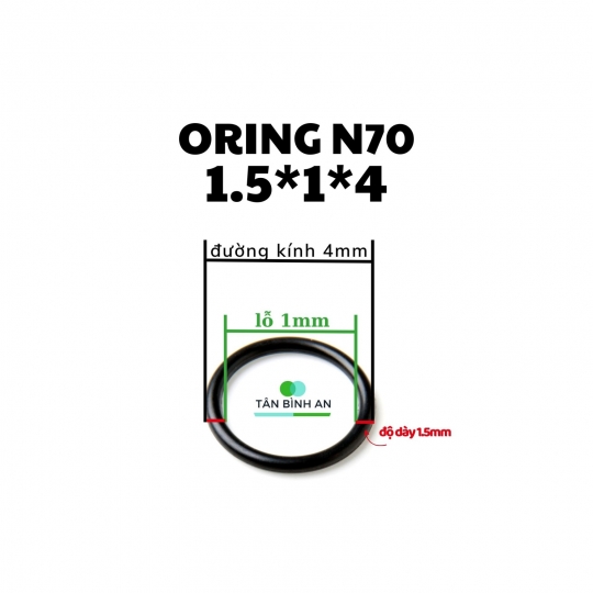 Oring NBR 70 độ dày 1.5mm, lỗ trong 1mm 