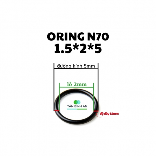 Oring NBR 70 độ dày 1.5mm, lỗ trong 2mm 