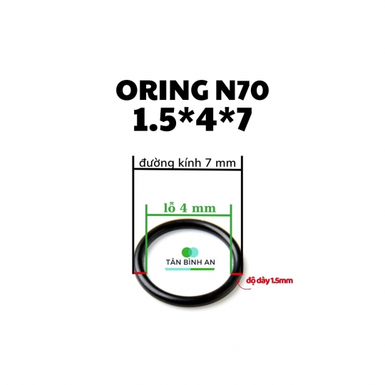 Oring NBR 70 độ dày 1.5mm, lỗ trong 4mm