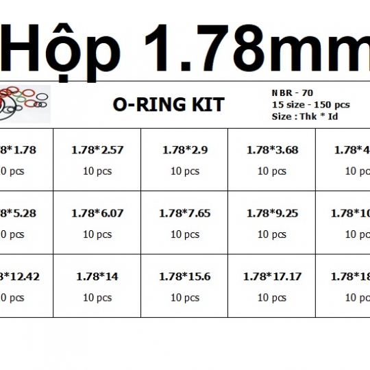 Oring hộp độ dày 1.78mm 